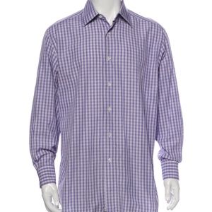 Brioni Light Purple Plaid Mens Shirt Size 15.5 neck 34.5 sleeve excellent